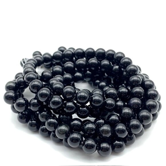 8mm Black Obsidian Genuine Semi-Precious Gemstone Bead Strand - Picture 2 of 2